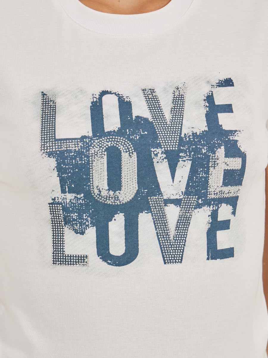 1771070636 تي شيرت باكمام قصيرة ورقبة دائرية مطبوع عليه شعار للنساء من ستايلي