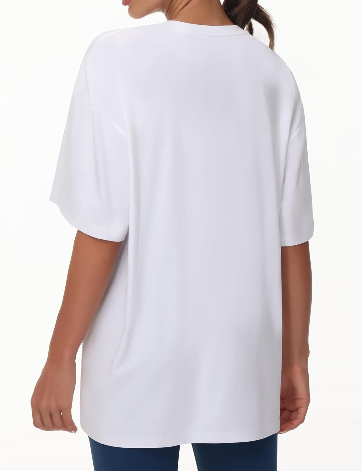 1771570506 تيشيرت كاجوال كبير الحجم للنساء من ذا جيم بيبول، بتصميم قبة دائرية ضيقة وأكمام قصيرة للتمارين الرياضية