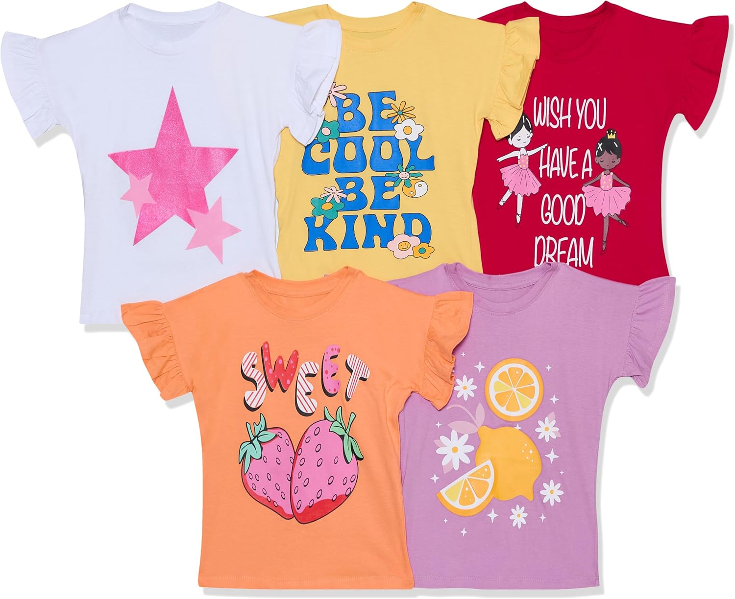 T2F Girls GLS-TSRT-25 T-Shirt (pack of 5)