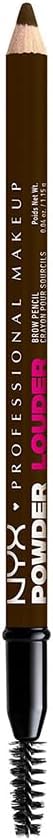 NYX Professional Makeup Powder Louder, Brow Pencil, 12HR Wear, Buildable Micro-Fibers, Ash Brown