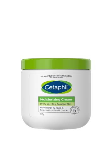 Cetaphil Face & Body Moisturising Cream for Men & Women, Dry to Very Dry Sensitive Skin, Non-Comedogenic, With Niacinamide & Vitamin B5, Unscented, 453g