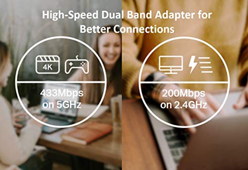دونجل واي فاي ايه سي 600 بمنفذ USB، محول لاسلكي ثنائي النطاق بسرعة 5 جيجا للكمبيوتر الشخصي والمكتبي واللابتوب، يدعم ويندوز 11/10/8.1/8/7/اكس بي وMac OS 10.9-10.13 من تي بي-لينك (ارتشر تي 2 يو نانو)