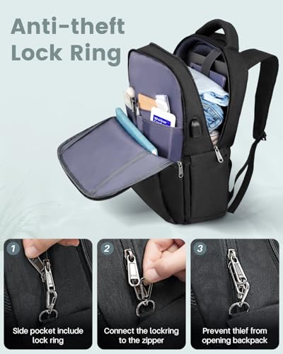 شنطة ظهر رجالي للابتوب مضادة للسرقة مناسبة للسفر والعمل والكلية مقاس 39.62 سم من بيست ترافيل أسود