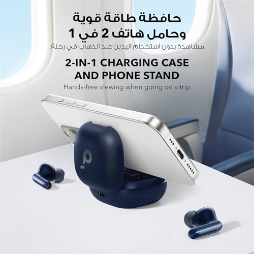 ساوند كور سماعات داخل الأذن لاسلكية P40i بخاصية الغاء الضوضاء والبيئات وصوت جهوري قوي ووقت تشغيل 60 ساعة حافظة 2 في 1 وحامل جوال IPX5 شحن لاسلكي بلوتوث 5.3 أزرق