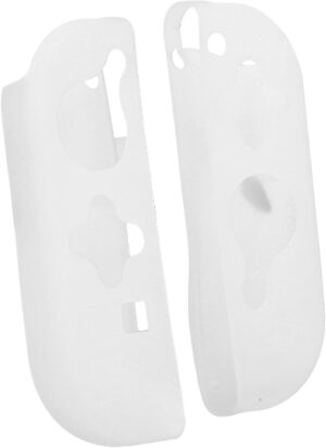 جيكتس حافظة حماية من البولي يوريثين الحراري لوحدة التحكم بالالعاب بتصميم مقسم مضاد للسقوط والخدش لتجربة لعب ممتازة بلون ابيض بلوري (مقبض واقي من البولي يوريثين الحراري بلون ابيض بلوري)