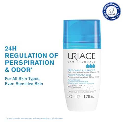 يورياج باور 3 مزيل عرق - مضاد للروائح ومضاد للتعرق - فعالية 24 ساعة - للتعَرّق الغزير - برائحة منعشة - مناسب للرجال والنساء - رول أون - بدون علامات بيضاء أو بقع صفراء - بدون كحول - 50 مل