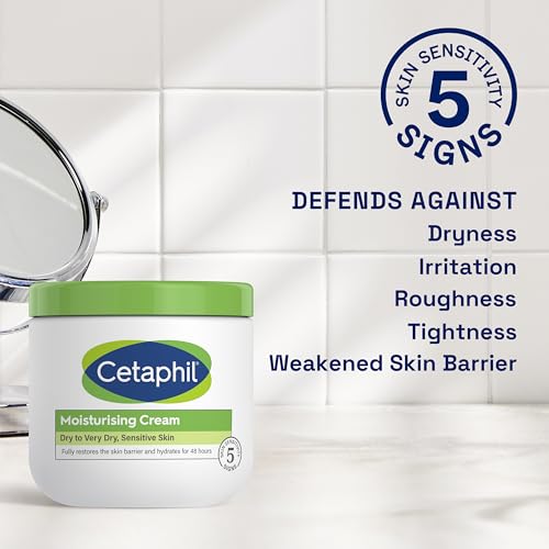 Cetaphil Face & Body Moisturising Cream for Men & Women, Dry to Very Dry Sensitive Skin, Non-Comedogenic, With Niacinamide & Vitamin B5, Unscented, 453g