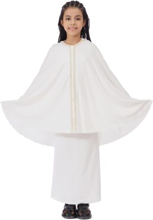 ملابس صلاة للبنات مع حجاب وقفطان رمضان، ملابس صلاة إسلامية محتشمة للأطفال البنات للصلاة مع حجاب فوري من ماكسمانا سيكريت، طقم 2 قطعة