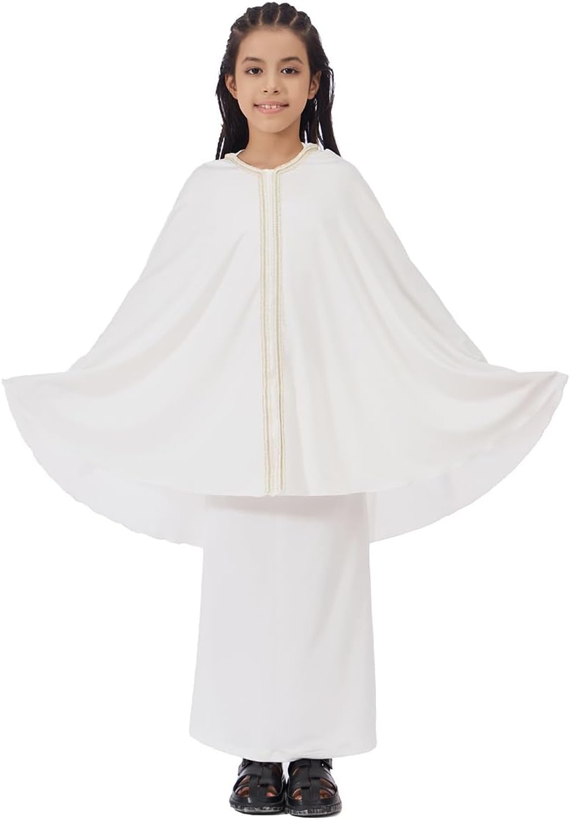 ملابس صلاة للبنات مع حجاب وقفطان رمضان، ملابس صلاة إسلامية محتشمة للأطفال البنات للصلاة مع حجاب فوري من ماكسمانا سيكريت، طقم 2 قطعة