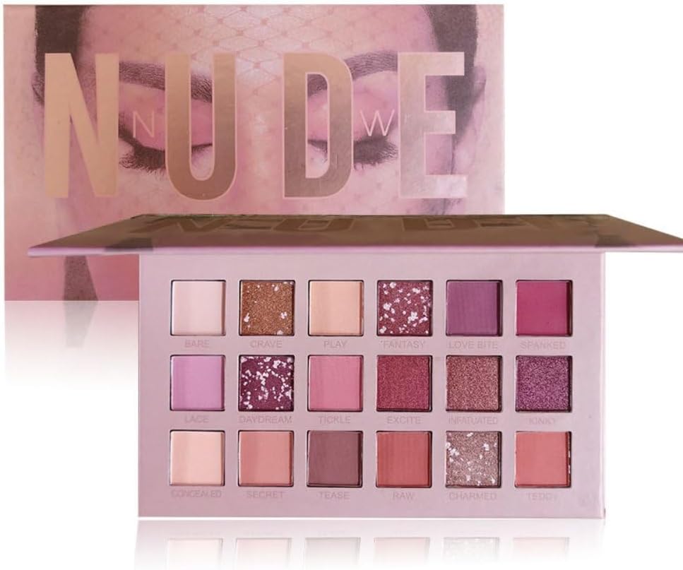 باليت ظلال عيون 18 لون من واي ار كيو اكس، مكياج ظلال عيون لامع غير لامع، باليت ظلال عيون قابلة للمزج، طبيعية تدوم طويلا، زهري