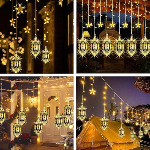 مصابيح زينة رمضان من بوميفار، مصابيح LED على شكل نجمة لغرفة النوم والمنزل والاماكن الخارجية