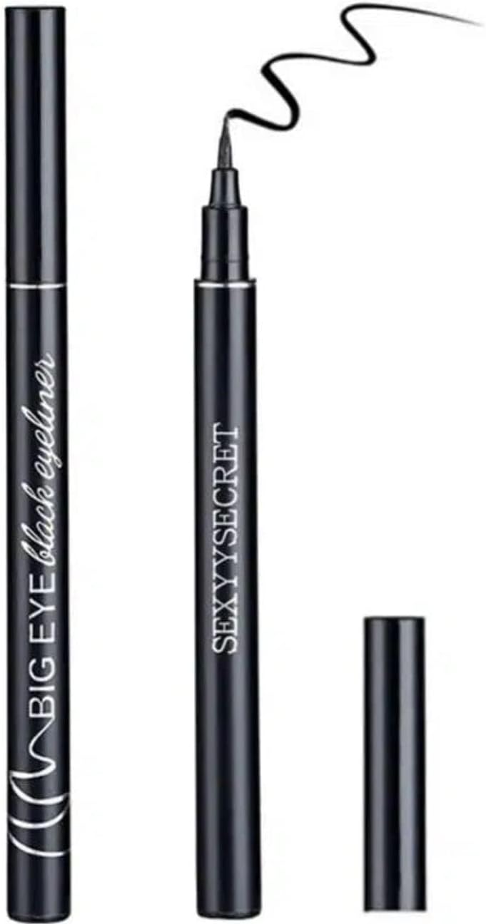 قلم تحديد عيون سائل احترافي مقاوم للماء - نباتي ولم يتم اختباره على الحيوانات ومقاوم للتلطخ ويدوم طويلا مع فرشاة دقيقة للمكياج اليومي