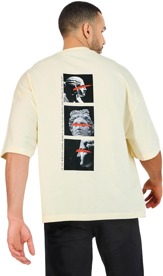 تي شيرت ستريت وير مطبوع عليه صورة من قماش تيري منسوج للرجال من ستايلي
