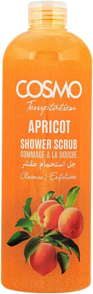 سي دي كوزمو ديزاينز مقشر استحمام بالمشمش من تيمبتيشن 1000 مل، غسول جسم مرطب، ينظف ويقشر، لجميع انواع البشرة، مقشر للوجه والجسم، جل استحمام للرجال والنساء