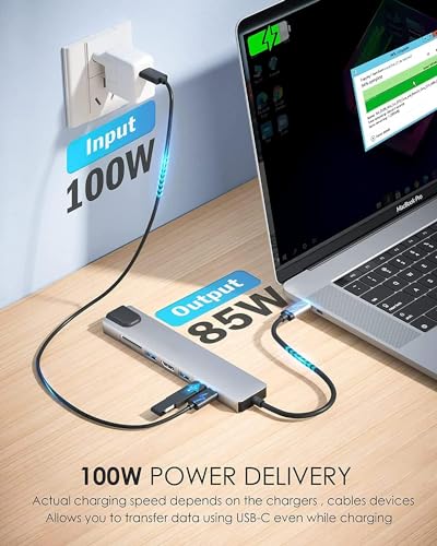 موزع USB من النوع C 8 في 1، محول متعدد المنافذ مع 4K HDMI وخاصية باور ديلفري، C، ايثرنت، 2 USB، قارئ بطاقة SD/TF متوافق ماك بوك برو واكس بي اس وغيرها الاجهزة بمنفذ نوع
