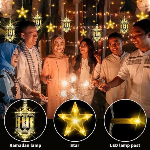 مصابيح زينة رمضان من بوميفار، مصابيح LED على شكل نجمة لغرفة النوم والمنزل والاماكن الخارجية