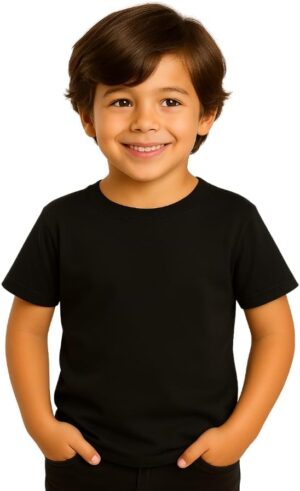 تي شيرت للأطفال من الجنسين | تي شيرت نصف كم من القطن الناعم | مريح بقبة دائرية للارتداء اليومي | زي كاجوال للمدرسة واللعب