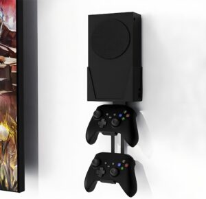 حامل يثبت على الحائط لجهاز Xbox Series S من جيم سرفينج - معدني بالكامل يعلق على الحائط بالقرب من او خلف التلفزيون يسار/يمين، مجموعة تثبيت على الحائط مع حامل وحدة تحكم قابل للفصل، اسود