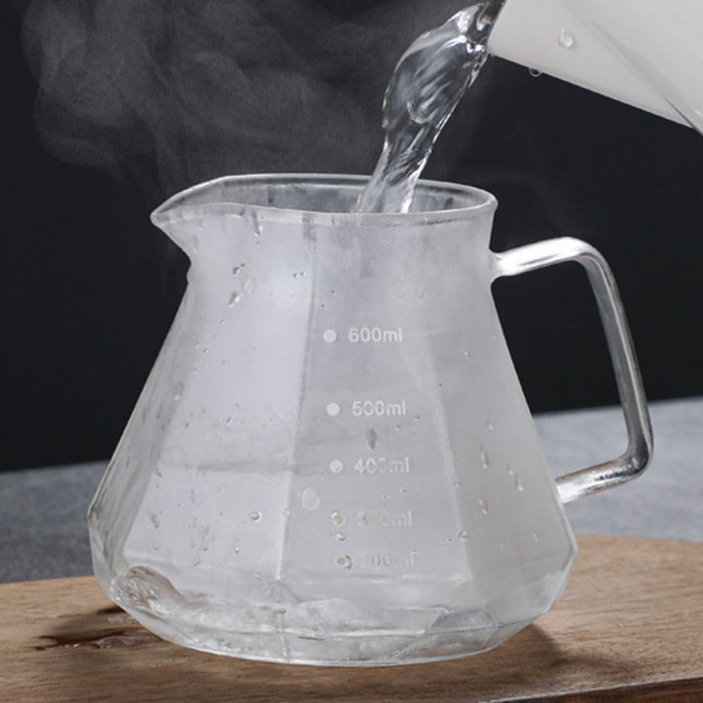 هوبزوزا ابريق قهوة زجاجي V60 سعة 600 مل لتحضير القهوة بتصميم ماسي مع علامة تحديد (D-600) 4 51PLDMZu 3L. AC SL1000