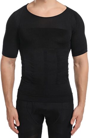 مشد لتشكيل الجسم للرجال لتخسيس الجسم من هالامودو، سترة علوية للتحكم في البطن والضغط الحراري، طبقة اساسية لشد عضلات البطن، قميص تنحيف باكمام قصيرة، ملابس داخلية للياقة البدنية