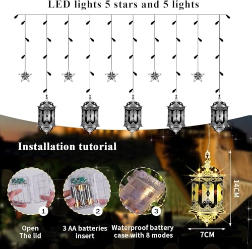مصابيح زينة رمضان من بوميفار، مصابيح LED على شكل نجمة لغرفة النوم والمنزل والاماكن الخارجية