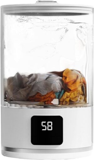 اميناك غسالة غسيل صغيرة محمولة 15 واط قابلة لاعادة الشحن، مثالية للملابس الداخلية والجوارب وملابس الاطفال، غسالة لاسلكية للسفر والتخييم والمركبات الترفيهية