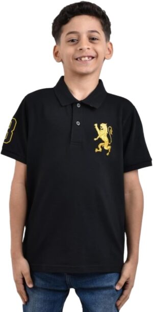 تي شيرت بولو مطرز بتصميم أسد للأولاد الصغار من جيوردانو
