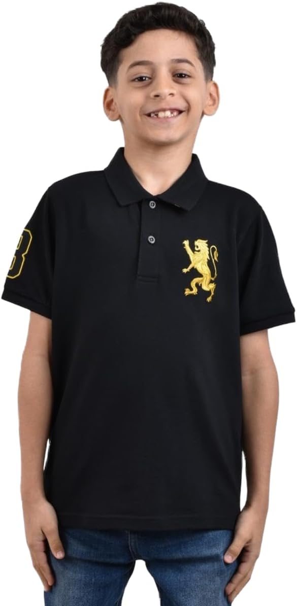 تي شيرت بولو مطرز بتصميم أسد للأولاد الصغار من جيوردانو