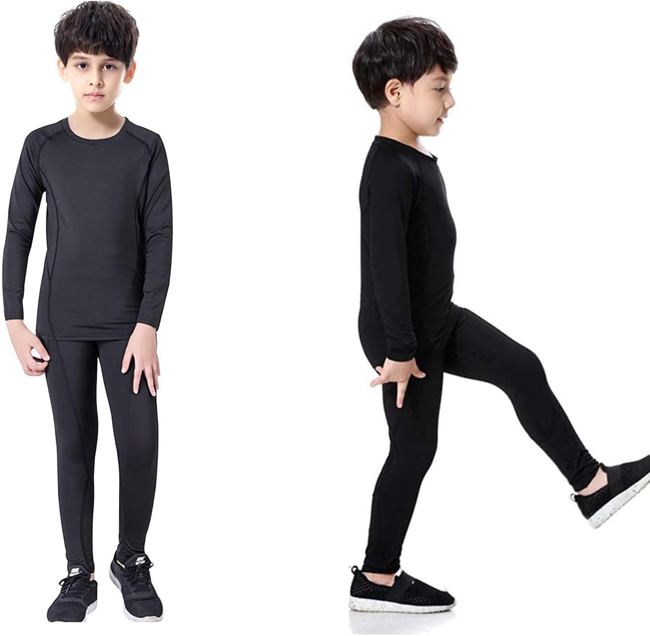 بدلة تدريب للرجال من هاي فاين، طقم من 5 قطع ملابس داخلية حرارية رياضية بطبقة أساسية وقمصان ضاغطة وتيشيرتات وسروال ضيق وشورت وملابس خارجية 12