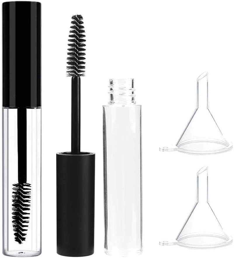 انبوب ماسكارا فارغ من اكس سبرينج، عبوتان 10 مل من زجاجات سيروم الرموش القابلة لاعادة الملء مع عصا فرشاة، مجموعة مثالية لمستحضرات التجميل التي تصنعها بنفسك، حاويات مانعة للتسرب لزيت الخروع وزيت جوز