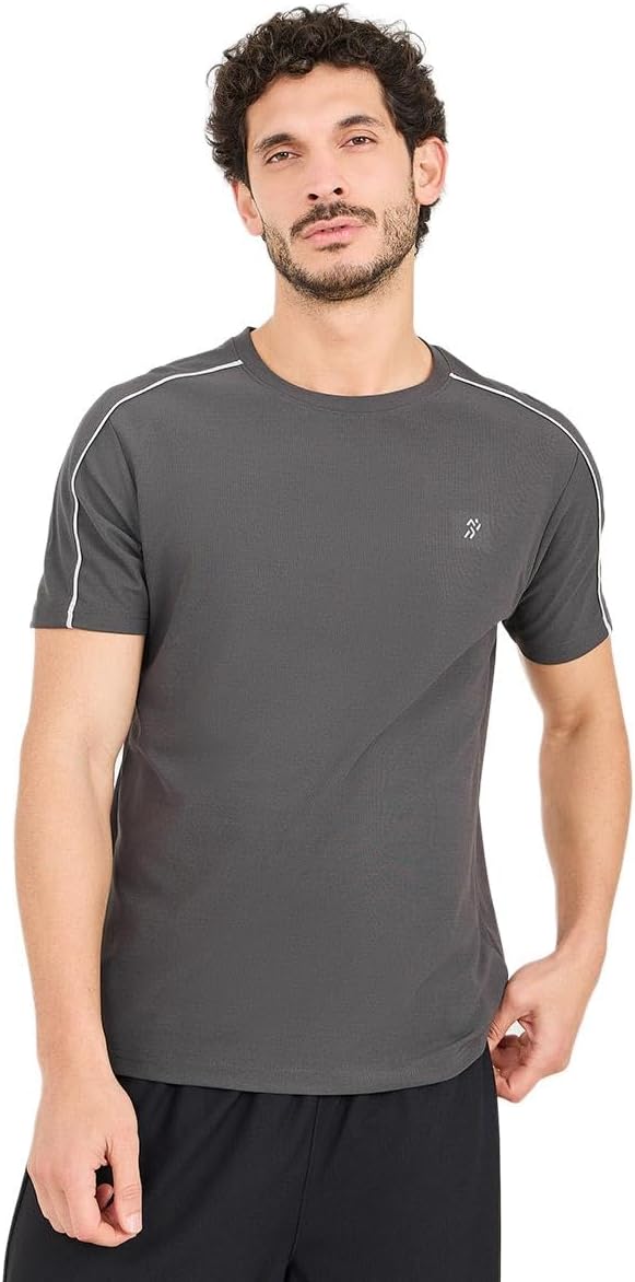 تي شيرت للرجال من ستايلي مصنوع من قماش بيكيه مايكرو منسوج بدرزات متباينة