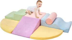 Climbing Toys for Toddlers, Toddler Climbing Toys Indoor, 7-Piece Soft Foam Climb Blocks Set, Toddler Playtime Corner Climber Indoor Foam Play Gym for Crawling and Sliding