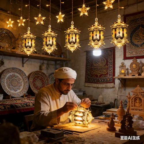 مصابيح زينة رمضان من بوميفار، مصابيح LED على شكل نجمة لغرفة النوم والمنزل والاماكن الخارجية