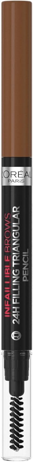 قلم تحديد الحواجب انفيليبل براوز من لوريال باريس، قلم تحديد مثلث الشكل 24 ساعة، لون بني 3.0 - مقاوم للماء والتلطخ ومقاوم للانتقال
