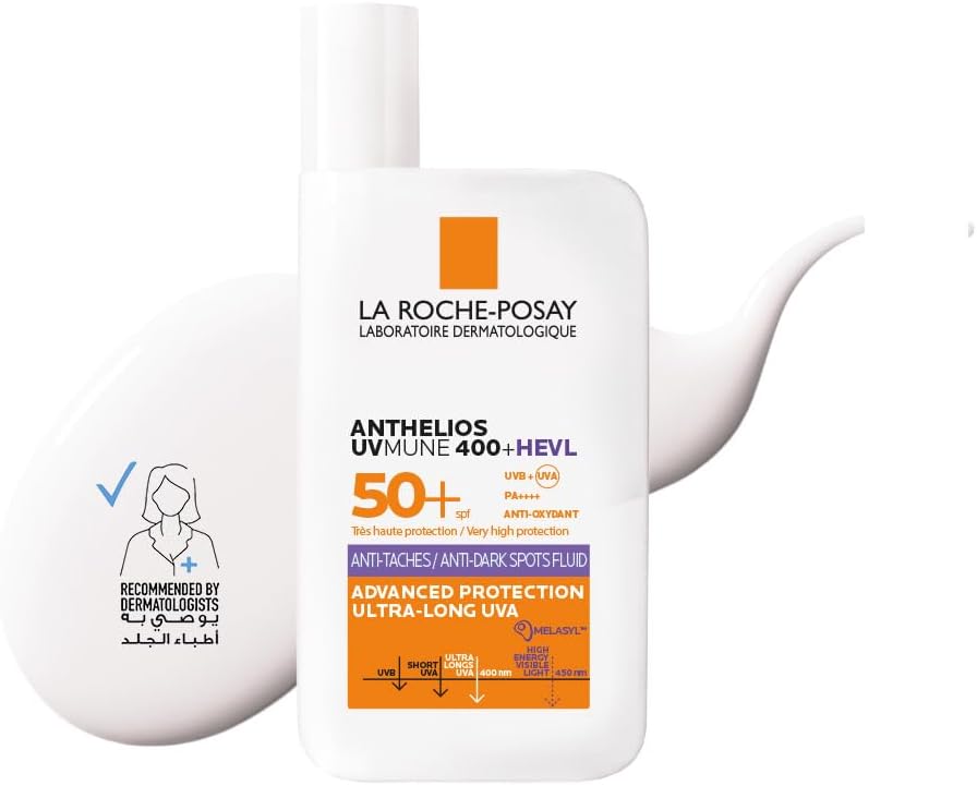 واقي شمس للوجه للوقاية والتقليل من البقع الداكنة بعامل حماية من أشعة الشمس 50+ والأشعة فوق البنفسجية ذات طول موجي 400 نانومتر غير مرئي من لا روش بوزيه، 50 مل