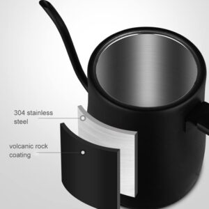 ALMEKAQUZ Electric Kettle, 800ML Kettle Hot Water Boiler, 304 Stainless Steel Pour Over Coffee Kettle for Tea, Coffee, Boiling Water (Black)