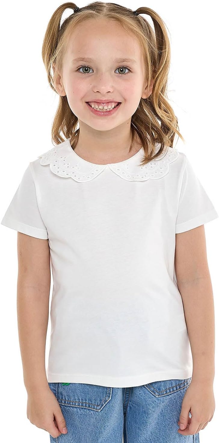 R&B Girls 325-0974KG195-4 Solid Top with Baby Collar and Short Sleeves 7