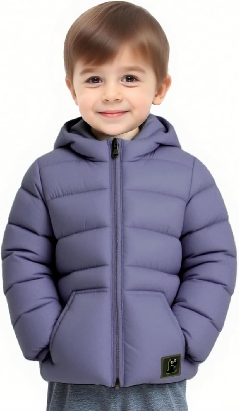 جاكيت بتصميم منفوخ للأطفال من الجنسين بغطاء للرأس، جاكيت خفيف الوزن مقاوم للماء، يمكن طيه، معطف شتوي للخريف والشتاء