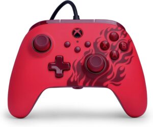 PowerA Advantage Wired Controller for Xbox Series X|S - Red Flame, gamepad, wired video game controller, gaming controller, USB-C, Works with Xbox One, Officially Licensed