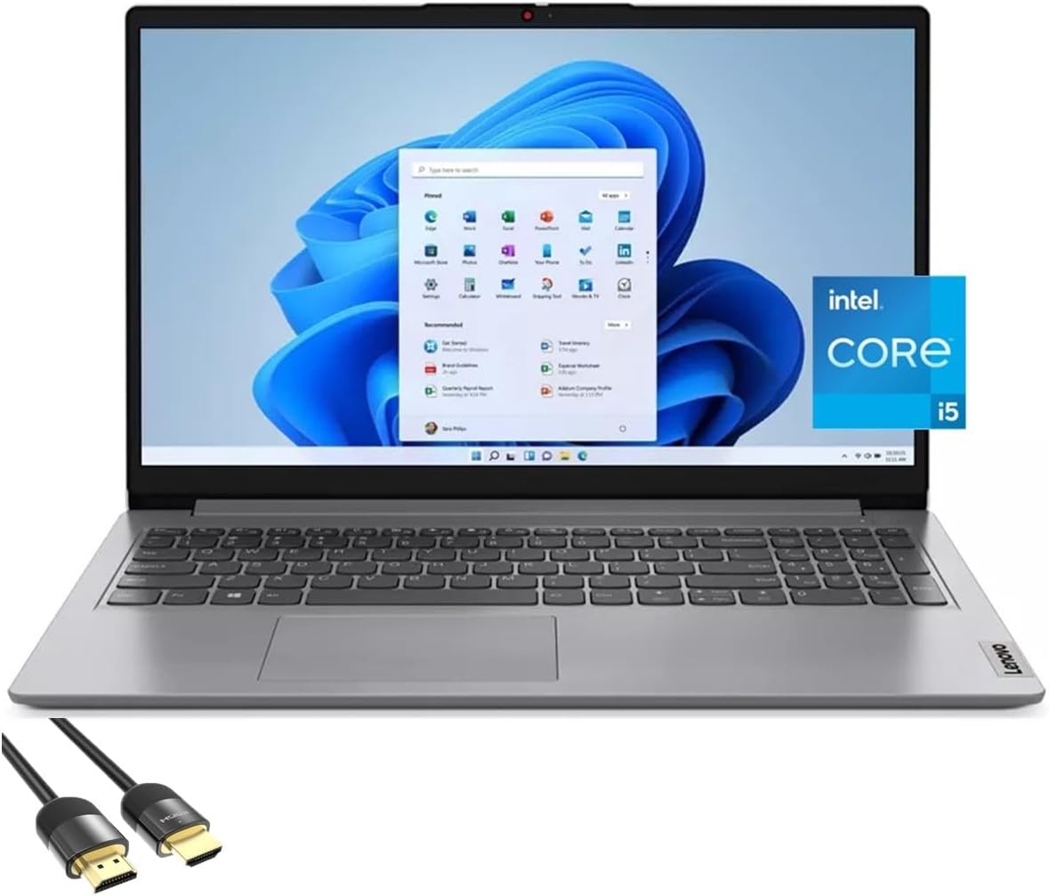 لابتوب ايديا باد 15.6 بوصة FHD من لينوفو، نحيف وخفيف الوزن، انتل 10 كور i5-1235U جيل 12، RAM 16GB، PCIe 1 تيرا USB-C، HDMI، واي فاي 6، لوحة مفاتيح، كاميرا ويب، قارئ SD، كيبورد أمريكي،رمادي، ويندوز 11