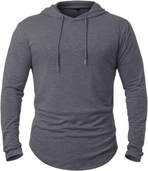 قميص رياضي بغطاء رأس واكمام طويلة للرجال من مانسدور، تي شيرت كاجوال للركض بتصميم بلوفر سريع الجفاف للتمارين الرياضية