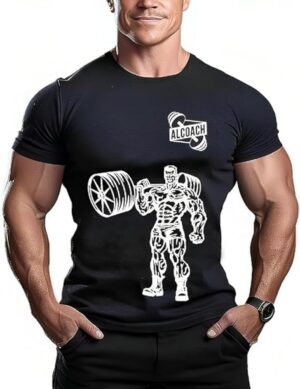تيشيرت كمال الأجسام للرجال من الكوتش - تيشيرت عصري بأكمام قصيرة للتدريب في صالة الألعاب الرياضية وكمال الأجسام، عصري للتمارين الرياضية بأكمام قصيرة