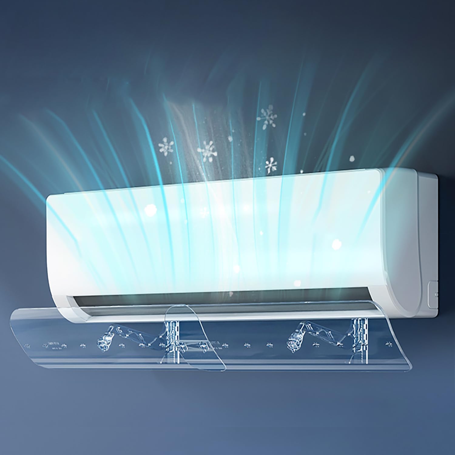 عاكس هواء مكيف سبليت من نيكومي، عاكس هواء المكيف قابل للتعديل، بدون ثقب للجدار، يثبت على الحائط بدون ثقب، اتجاه رياح قابل للتعديل وحجم قابل للتعديل