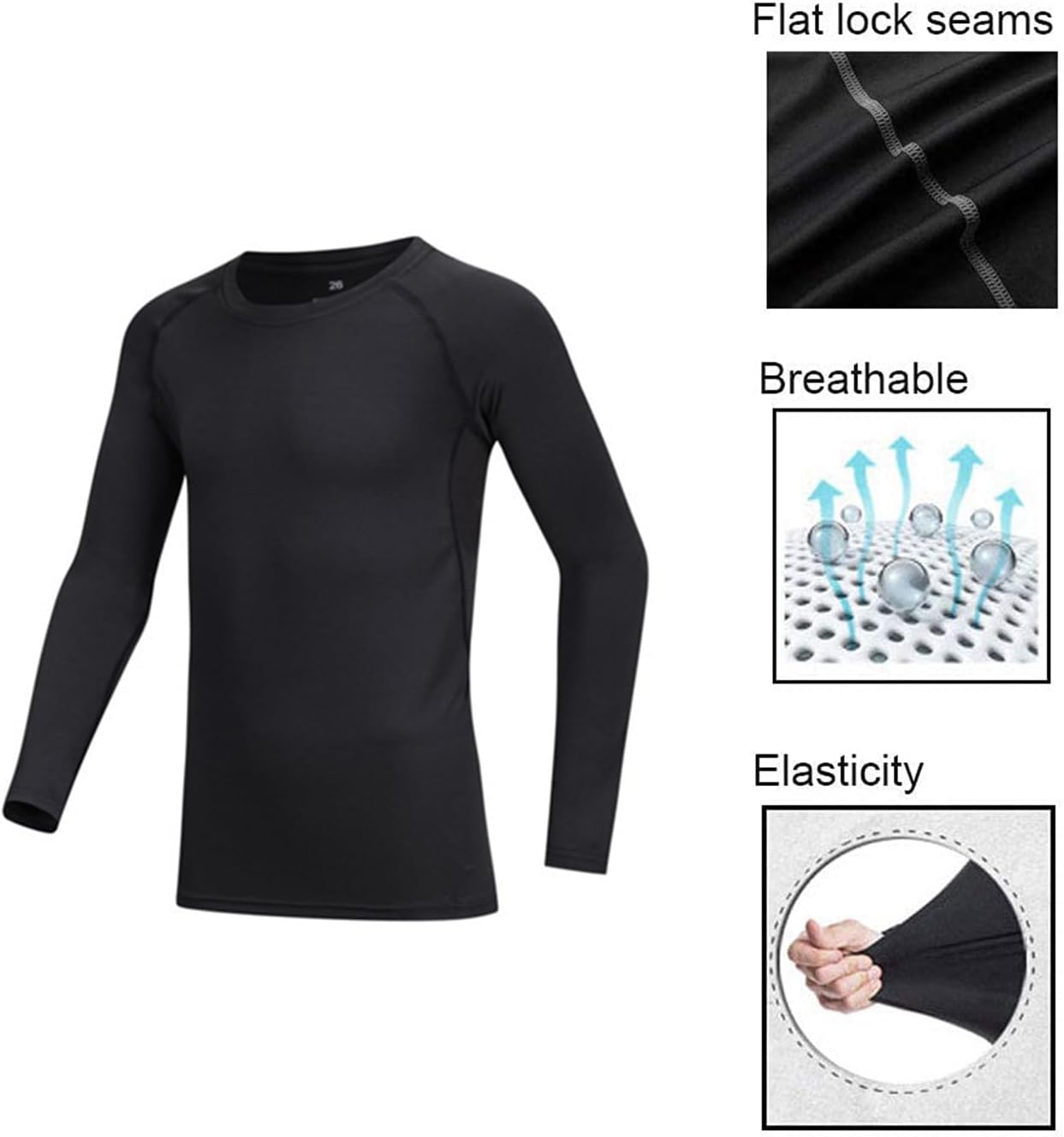 بدلة تدريب للرجال من هاي فاين، طقم من 5 قطع ملابس داخلية حرارية رياضية بطبقة أساسية وقمصان ضاغطة وتيشيرتات وسروال ضيق وشورت وملابس خارجية 9 61E0qOXqfiL. AC SL1500