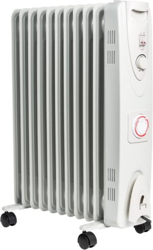 دفاية زيت من مايلك مع ثيرموستات (منظم حرارة) قابل للتعديل ومؤقت - 3 إعدادات للحرارة - دفاية محمولة كهربائية موفرة للطاقة بحماية من الانقلاب وقطع أمان (2500 واط، 2 كيلو واط)