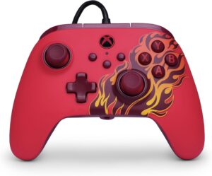 PowerA Advantage Wired Controller for Xbox Series X|S - Red Blaze, gamepad, wired video game controller, gaming controller, USB-C, Works with Xbox One, Officially Licensed