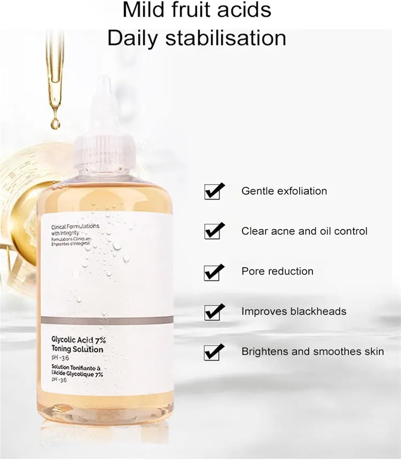 محلول حمض الجليكوليك بنسبة 7% يوحد لون البشرة ويجدد سطحها ويقشرها للتخلص من العيوب وحب الشباب والتمتع ببشرة مشرقة من ذا اورديناري، سعة 240 مل 8 61IsITOny3L. AC SL1500