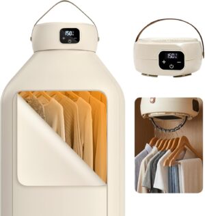 مجفف ملابس كهربائي من أمبراليس بدوران هواء 360° وتعقيم UV، جهاز تجفيف حراري صغير قابل للطي مع حقيبة للملابس الخفيفة والداخلية والأطفال، مناسب للشقق والسفر والسكن الطلابي (رمادي فضائي)