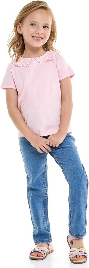 R&B Girls 325-0974KG195-4 Solid Top with Baby Collar and Short Sleeves