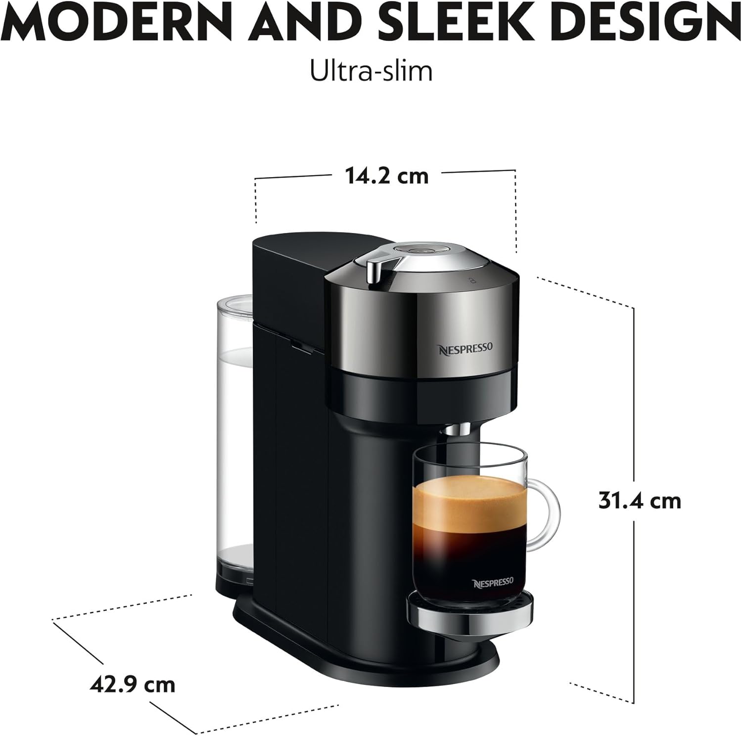 نسبريسو فيرتو نكست GCV1 ماكينة تحضير القهوة بالكبسولات، تحضر 7 أحجام أكواب للقهوة السوداء، 1.1 لتر، كروم غامق 18 61O6u4FjCIL. AC SL1500